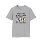Gray t-shirt with a bulldog graphic and text on a white background