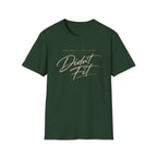 A green graphic t-shirt 'MADE MYSELF SMALL ONCE. DIDN'T FIT'