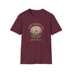 Maroon t-shirt with frog graphic and text 'in my peaceful era don't test it'