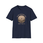 Navy  t-shirt with frog graphic and text 'in my peaceful era don't test it'