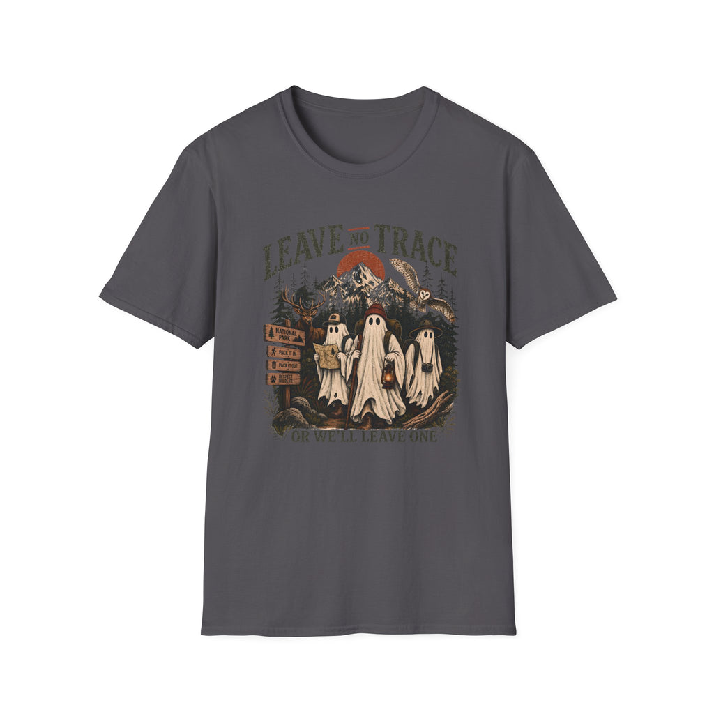 Leave no trace spooky halloween grey graphic t-shirt