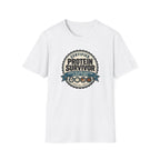 Retro badge style graphic reading "Certified Protein Survivor" with the words "Asked the Same Question 4,000 Times" and icons representing beans, tofu, nuts, and lentils.